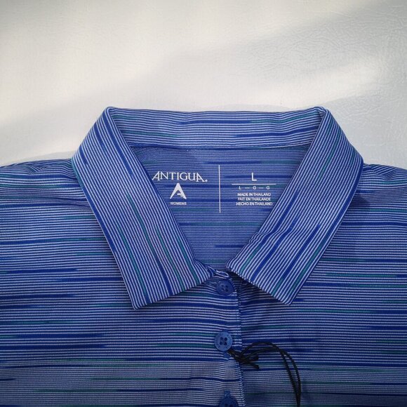 NWT Antigua Blue Green & Purple Striped Ladies Size Large Straight Fit Polo - Picture 4 of 13